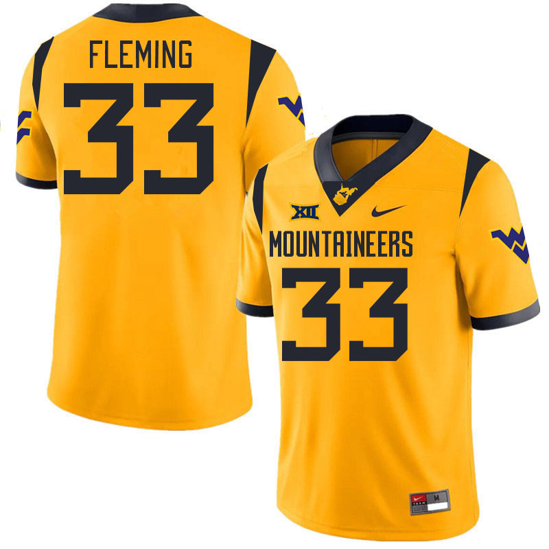 #33 Aydin Fleming West Virginia Mountaineers College 2024 New Uniforms Football Jerseys Stitched Sale-Gold